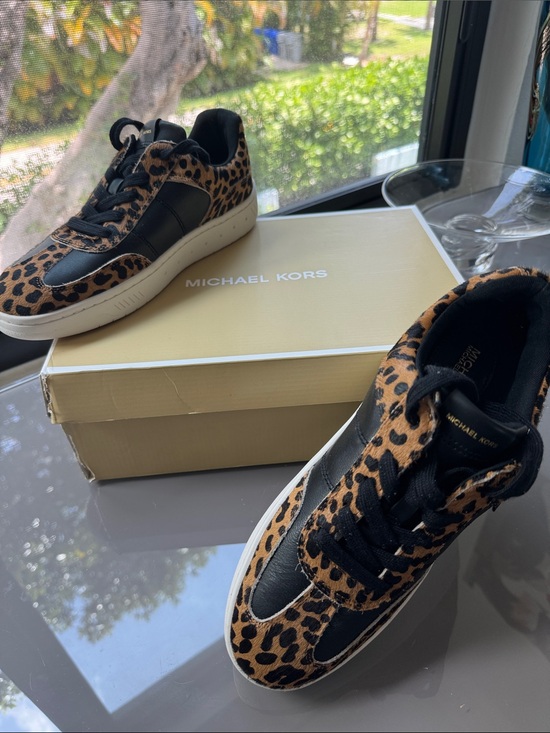 Michael Kors Shoes - Michael Kors Women's Leopard-Print Low-Top Sneakers in Black and Tan